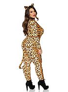 Costume catsuit, long sleeves, heart, tail, leopard (pattern), plus size